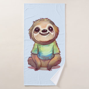Conjunto De Toalhas Feliz Sloth Vestindo uma saia-cúpula