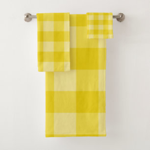 Conjunto De Toalhas Feliz Xadrez Amarelo Ensolarado com Quadrados Marc