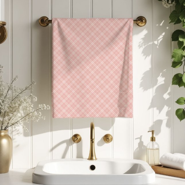 Conjunto De Toalhas Feminine Plaid Towel Elegant Rose Gold Accent (Feminine Plaid Towel Elegant Rose Gold Accent)
