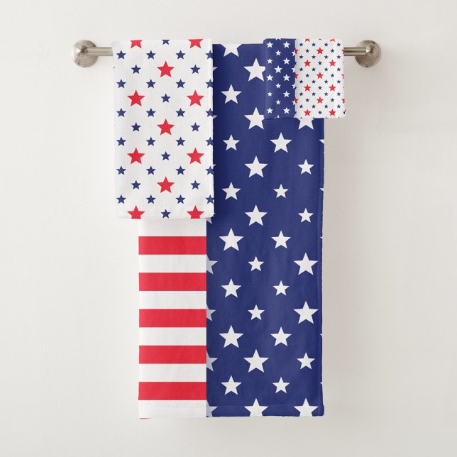 Conjunto De Toalhas Feriado Americano (Red, white and blue towel set!)