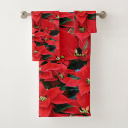 Conjunto De Toalhas Feriado de Poinsettia Vermelha