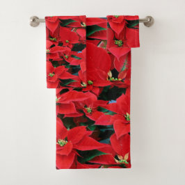 Conjunto De Toalhas Feriado de Poinsettia Vermelha