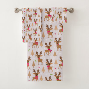 Conjunto De Toalhas Feriado de renas de Natal Festivo