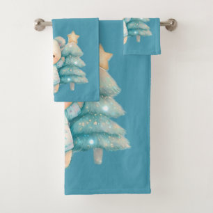Conjunto De Toalhas Feriado de Urso Bonito e Árvore de Natal