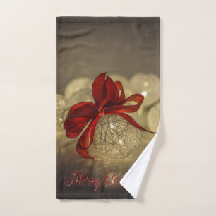 Conjunto De Toalhas Férias de Natal - Bolas de Natal Elegantes com Laç
