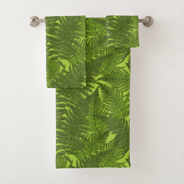 Conjunto De Toalhas Fern em verde (Insitu)