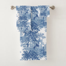 Conjunto De Toalhas Ferramenta de Paisagem Azul Vintage com Urns e Col