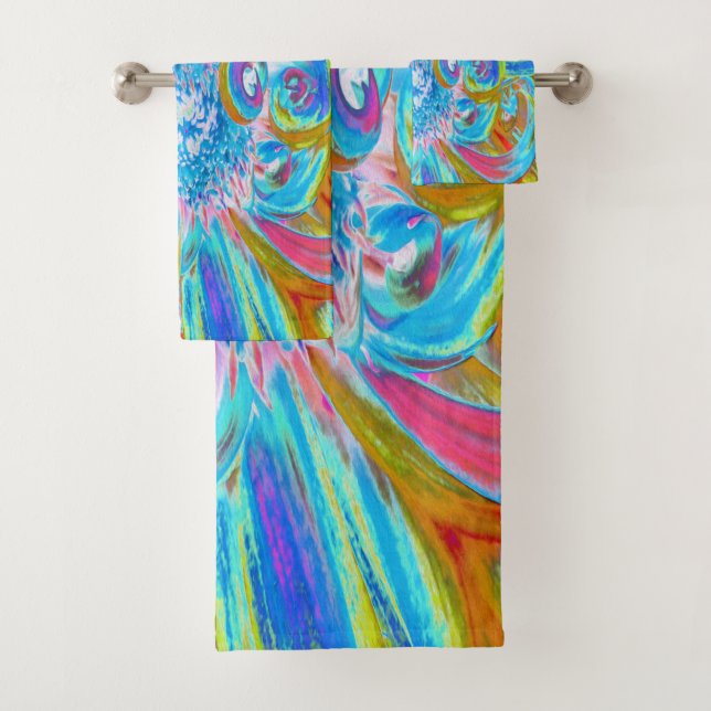 Conjunto De Toalhas Fesestivo Chartreuse e Blue Dahlia Flores (Insitu)