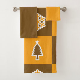 Conjunto De Toalhas Festive Holiday Grid Pattern