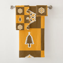 Conjunto De Toalhas Festive Holiday Grid Pattern