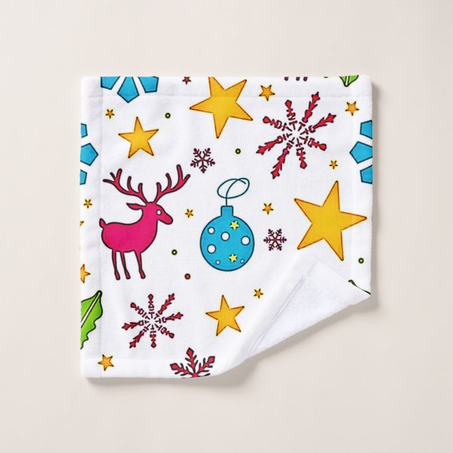 Conjunto De Toalhas Festive Reindeer Magic Pattern Design (Pano de lavar)