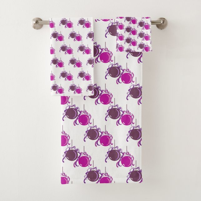 Conjunto De Toalhas Festivo Purple Baubble Decor de Férias (Insitu)