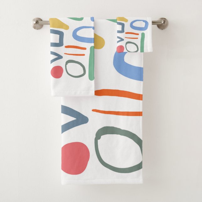 Conjunto De Toalhas Filha desenhando linhas coloridas (Insitu)