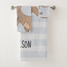 Conjunto De Toalhas Filhos de Kangaroo Doodle e Nome da Austrália