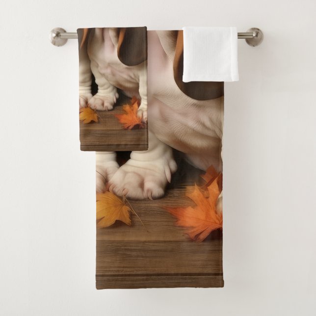 Conjunto De Toalhas Filhote de Basset Hound Delícia de Outono Abóbora  (Insitu)