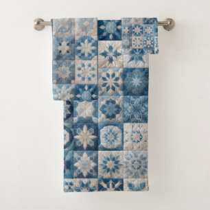 Conjunto De Toalhas Filtro de Neve Azul e Branco