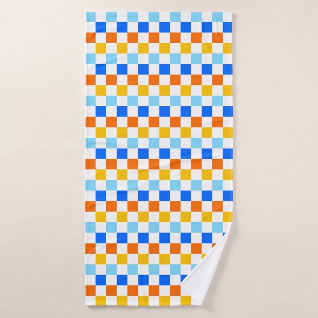 Conjunto De Toalhas Fire and ice checkerboard pattern (Toalha de Banho)