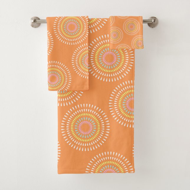 Conjunto De Toalhas Fireworks Japonês Orange (Insitu)