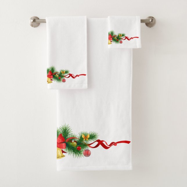 Conjunto De Toalhas Fita de Natal e Holly (Insitu)