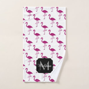 Conjunto De Toalhas Flamingo brilhante Rosa brilho faísca Monograma