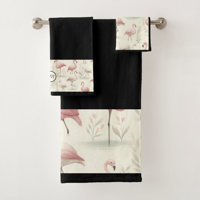 Conjunto De Toalhas Flamingo Chique (personalizável) (Insitu)