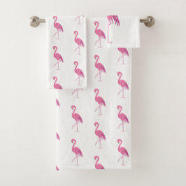 Conjunto De Toalhas Flamingo cor-de-rosa bonito, fúcsia e branco
