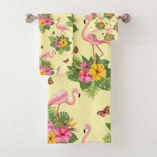 Conjunto De Toalhas Flamingo e Borboletas 2