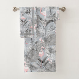 Conjunto De Toalhas Flamingo Orchid Pattern Tropical ID868 Bath T