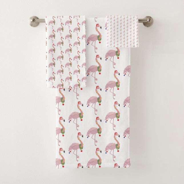 Conjunto De Toalhas Flamingo Rosa de Natal (Insitu)