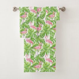 Conjunto De Toalhas Flamingo Rosa Tropical