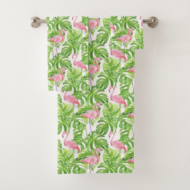 Conjunto De Toalhas Flamingo Rosa Tropical (Insitu)