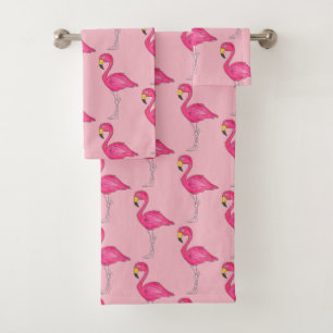 Conjunto De Toalhas Flamingo Tropical de Aromas Flamingo, Rosa Quente