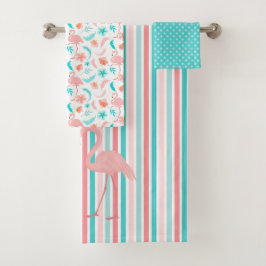 Conjunto De Toalhas Flamingos Apaixonados