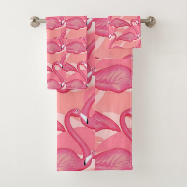 Conjunto De Toalhas Flamingos cor-de-rosa (Insitu)