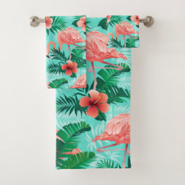 Conjunto De Toalhas Flamingos cor-de-rosa bonito