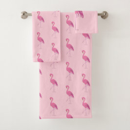 Conjunto De Toalhas Flamingos cor-de-rosa bonito em um fundo