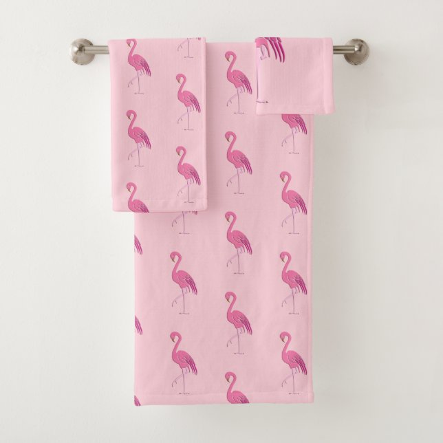 Conjunto De Toalhas Flamingos cor-de-rosa bonito em um fundo (Insitu)