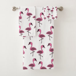 Conjunto De Toalhas Flamingos cor-de-rosa Tropical de Verão