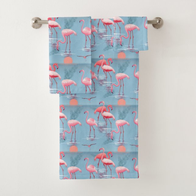 Conjunto De Toalhas Flamingos Padrão 1 (Insitu)
