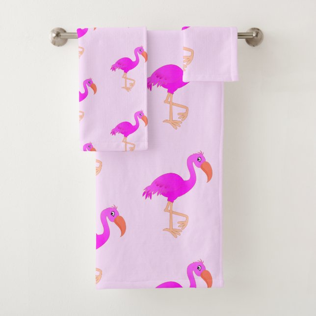 Conjunto De Toalhas Flamingos Rosa Bath Totoset - Sua Cor - Texto (Insitu)