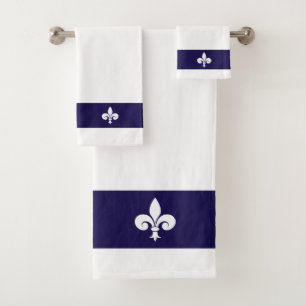Conjunto De Toalhas Fleur de Lis em azul marinho e branco
