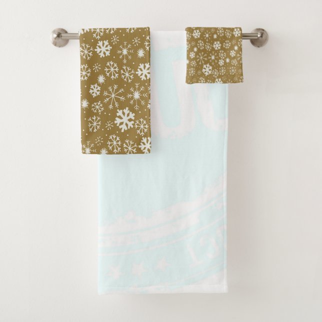 Conjunto De Toalhas Floco de Neve com Fundo Dourado (Insitu)