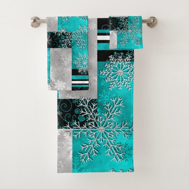 Conjunto De Toalhas Flocos de neve: Abstrato de Teto e Preto (Insitu)