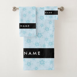 Conjunto De Toalhas Flocos de neve azuis, seu nome, Personalize