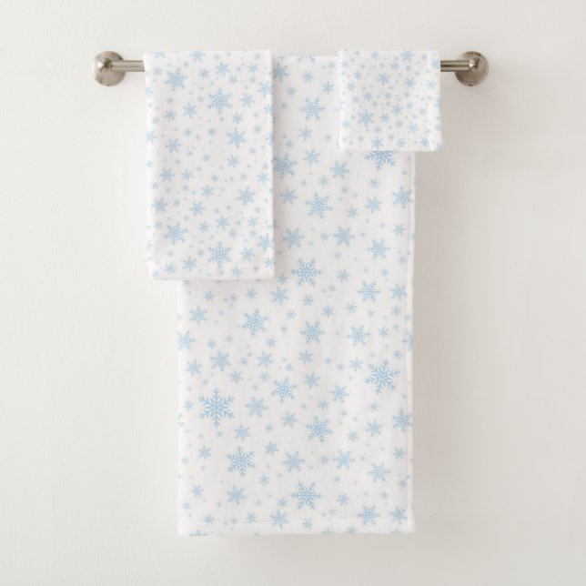 Conjunto De Toalhas Flocos de Neve Azul Claro no Branco (Insitu)