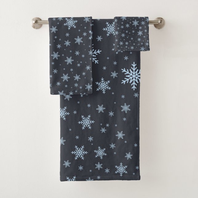 Conjunto De Toalhas Flocos de Neve Cinza Azul de Inverno Temporada de  (Insitu)