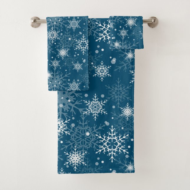 Conjunto De Toalhas Flocos de neve com manchas brancas (Insitu)