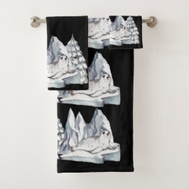 Conjunto De Toalhas Flocos de neve encantadores aquarela do inverno