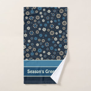 Conjunto De Toalhas Flocos de neve escandinavos bonito de cor azul-lar