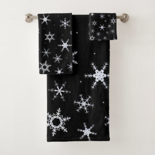 Conjunto De Toalhas Flocos de neve pretos